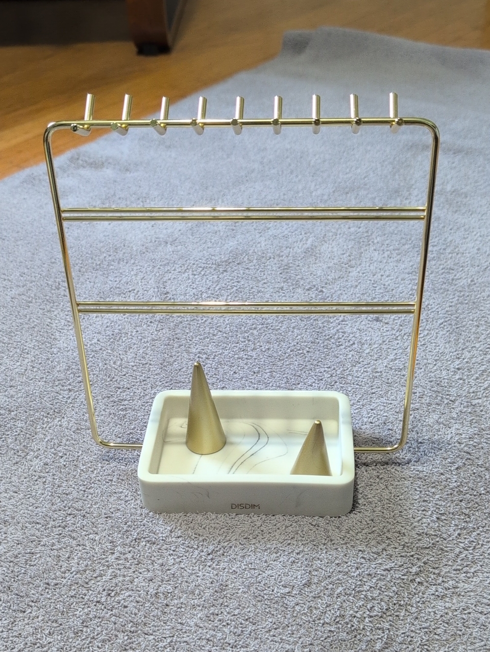 Gold Jewelry Stand with White Marble-looking Tray - DISDIM